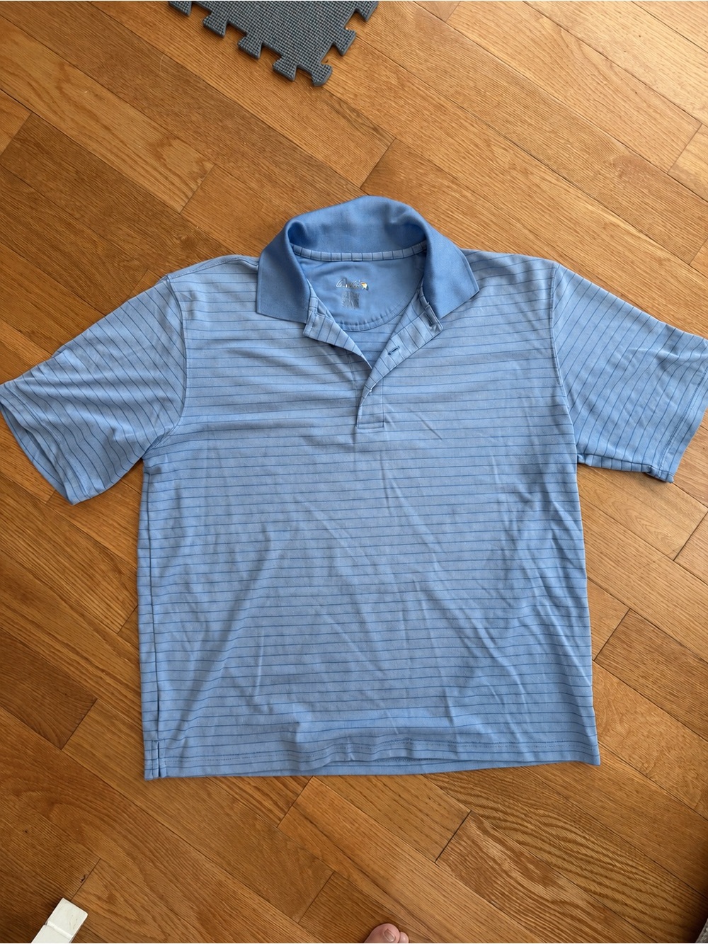 Men's Light Blue Striped Polo Shirt - Casual Short Sleeve